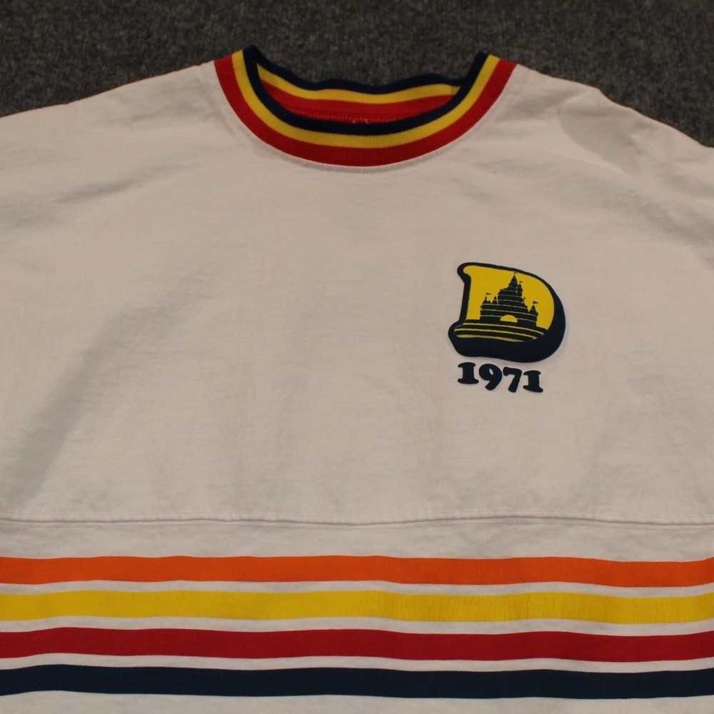 1971 Disney White Long Sleeve Tee Accents Spirit Jersey